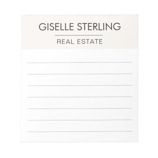 Real Estate Agent Neutral Professional Notitieblok (Voorkant)