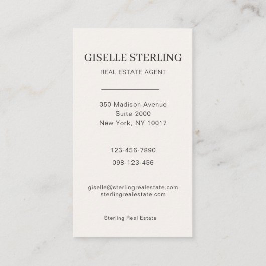 Real Estate Agent Neutral Professional Photo Visitekaartje (Achterkant)