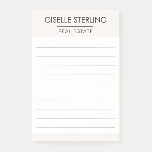 Real Estate Agent Neutral Professional Post-it® Notes (Voorkant)