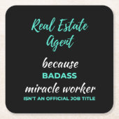 Real Estate Agent Omdat Badass Mirakelwerker Kartonnen Onderzetters (Voorkant)