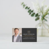 Real Estate Agent Photo Black Gold Visitekaartje (Staand voorkant)