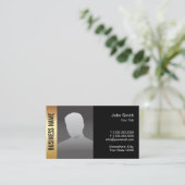 Real Estate Agent Photo Modern Black & Gold Visitekaartje (Staand voorkant)