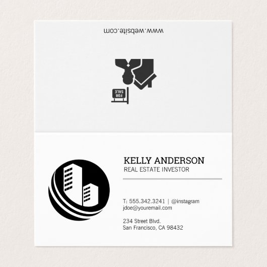 Real Estate Agent | Pictogram onroerendgoedgebouw Visitekaartje (Buitenkant ongevouwen)