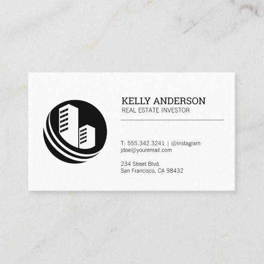 Real Estate Agent | Pictogram onroerendgoedgebouw Visitekaartje (Voorkant)