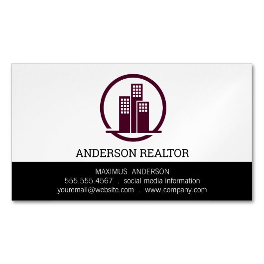 Real Estate Agent | Pictogram voor gebouwen Magnetisch Visitekaartje (Voorkant)