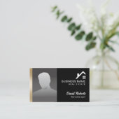 Real Estate Agent Professional Black & Gold Photo Visitekaartje (Staand voorkant)