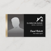 Real Estate Agent Professional Black & Gold Photo Visitekaartje (Voorkant)