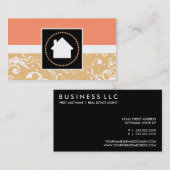 Real Estate Agent Professional Damask home Visitekaartje (Voorkant / Achterkant)