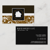 Real Estate Agent Professional Damask home Visitekaartje (Voorkant / Achterkant)