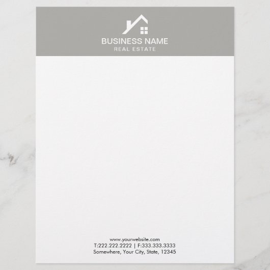 Real Estate Agent Professional House Logo Plain Gepersonaliseerd Briefhoofd (Voorkant)