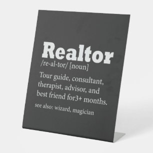 Real Estate Agent Realtor Funny Reclamebord Met Voetstuk