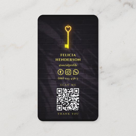 Real Estate Agent Realtor Ggloing Love Key Visitekaartje (Achterkant)