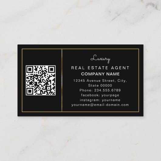 Real Estate Agent Realtor Professional Photo QR Visitekaartje (Achterkant)