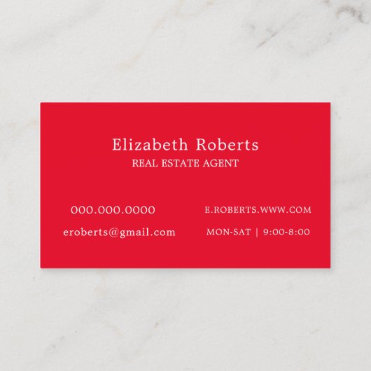 Real Estate Agent Red Visitekaartje (Achterkant)