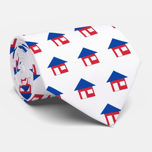 Real Estate Agent Red White Blue House Stropdas (Opgerold)