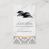 Real Estate Agent Rooftop Marble Damask Gold Trim Afsprakenkaartje (Achterkant)