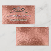 Real Estate Agent | Roos Gold Foil Textuur Visitekaartje (Voorkant / Achterkant)