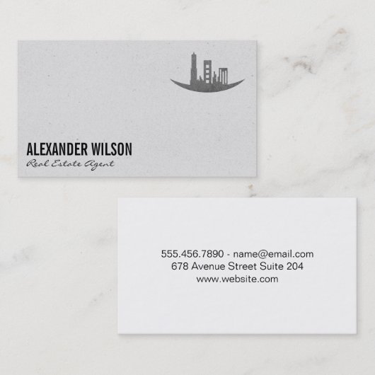 Real Estate Agent/Silver Foil Architect Logo Visitekaartje (Voorkant / Achterkant)