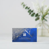 Real Estate Agent Silver House Diamonds Royal Blue Visitekaartje (Staand voorkant)