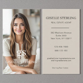 Real Estate Agent Taupe Beige Photo Professional Visitekaartje