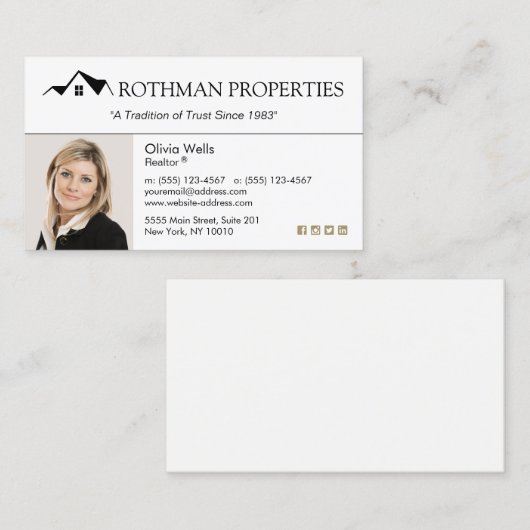 Real Estate Agent voegt Logo Photo House toe Visitekaartje (Voorkant / Achterkant)