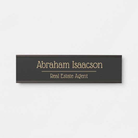 Real Estate Agent voor zwarte en gouden Kantoor Deurbordje (Voorkant)