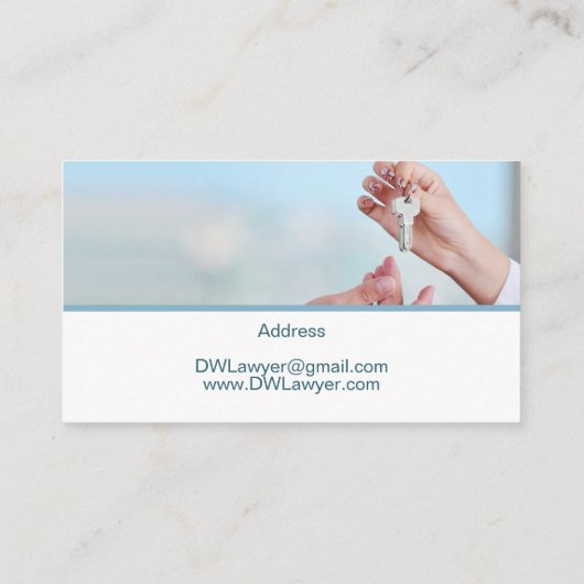 Real Estate Attorney House Key Visitekaartje (Achterkant)