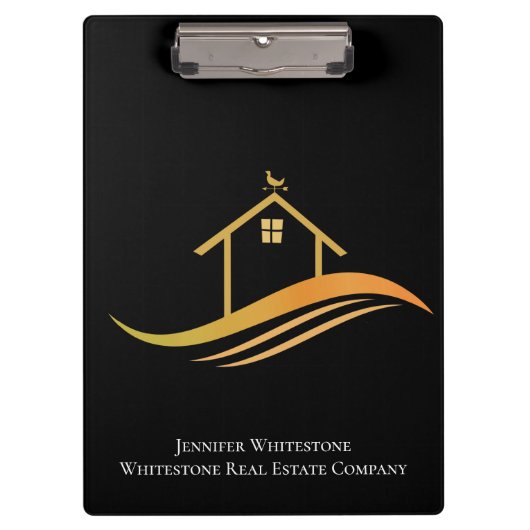 Real Estate Black Gold House Custom Company Klembord (Voorkant)