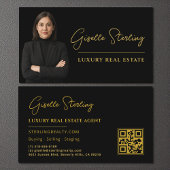 Real Estate Black Gold QR Code Script Luxury  Visitekaartje