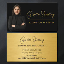 Real Estate Black Gold Script Luxury Metallic