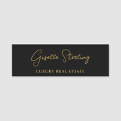 Real Estate Black Gold Script Luxury  Naamplaatje (Voorkant)