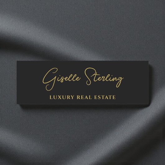 Real Estate Black Gold Script Luxury  Naamplaatje