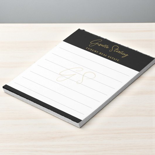Real Estate Black Gold Script Luxury Professional Notitieblok
