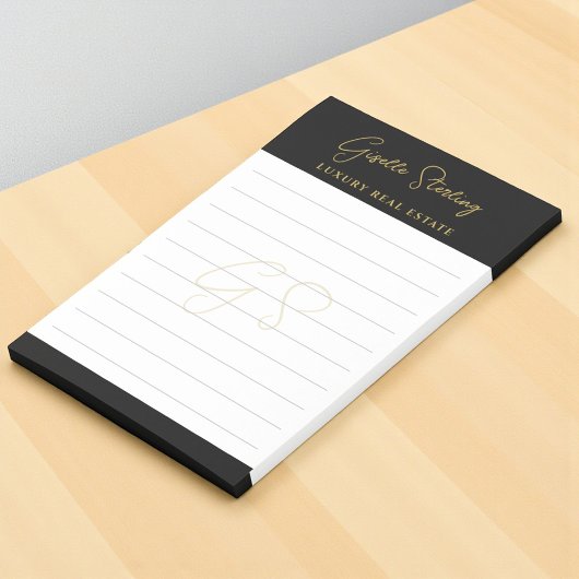 Real Estate Black Gold Script Luxury Professional Post-it® Notes