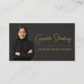 Real Estate Black Linen Luxury Professional Visitekaartje (Voorkant)