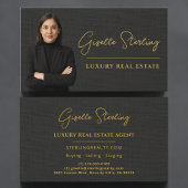 Real Estate Black Linen Luxury Professional Visitekaartje