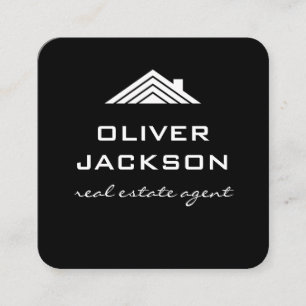 Real Estate Black White   Rooftop Realtor Vierkante Visitekaartje