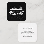 Real Estate Black White | Stad | Vierkante Visitekaartje (Voorkant / Achterkant)