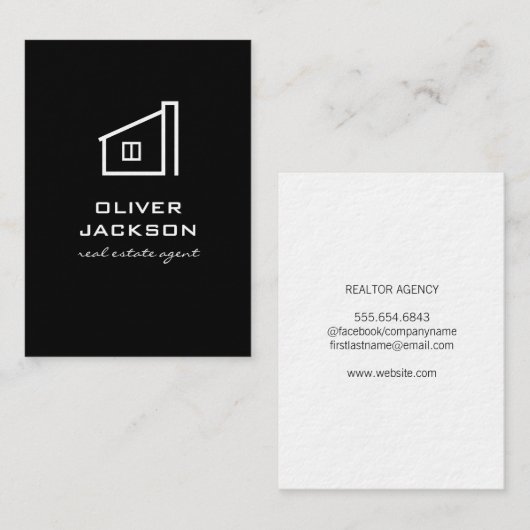 Real Estate Black White Visitekaartje (Voorkant / Achterkant)