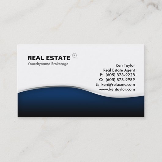Real Estate Blue Wave Modern Metal Visitekaartje (Voorkant)