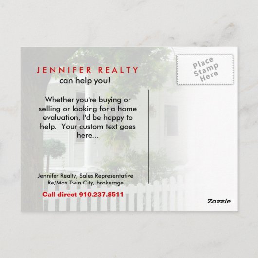 Real Estate Briefkaarten White Green House Red 2 (Achterkant)