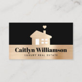 Real Estate Broker Agent Black Gold Moderne House Visitekaartje (Voorkant)