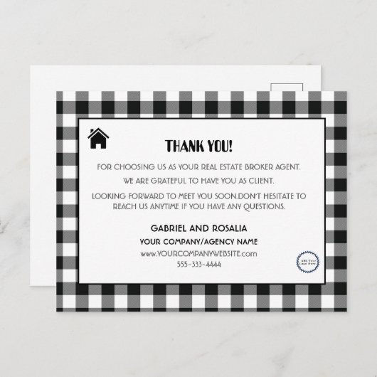 Real Estate Broker Agent Business Logo Dank u P Briefkaart (Voorkant / Achterkant)