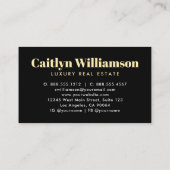 Real Estate Broker Agent Modern Black Gold House Visitekaartje (Achterkant)
