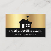 Real Estate Broker Agent Modern Black Gold House Visitekaartje (Voorkant)