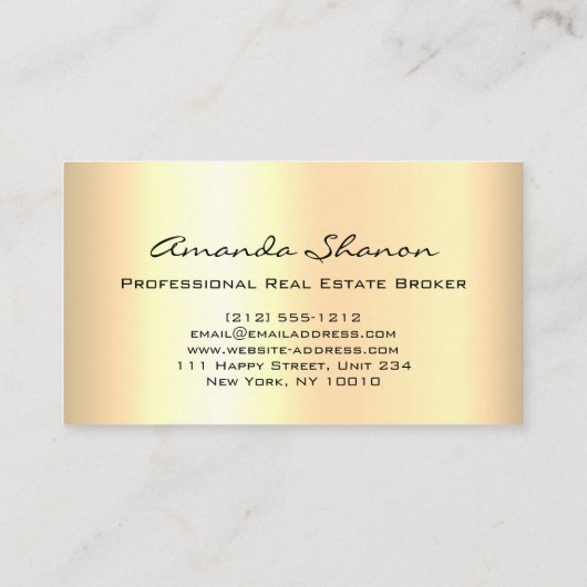 Real Estate Broker Agent Modern Black Gold House Visitekaartje (Achterkant)