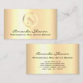 Real Estate Broker Agent Modern Black Gold House Visitekaartje (Voorkant / Achterkant)