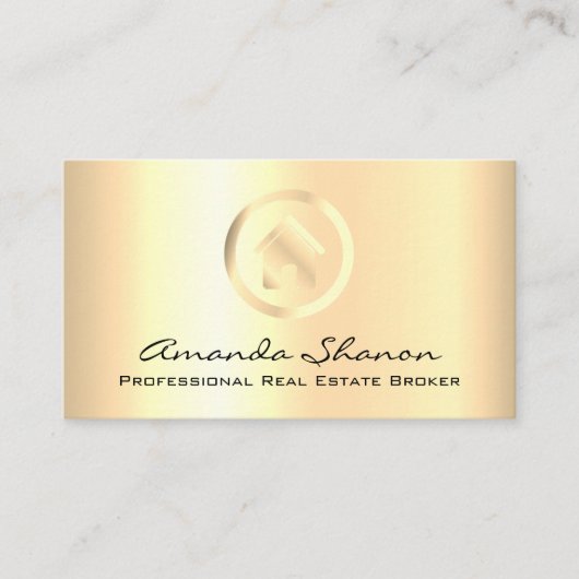 Real Estate Broker Agent Modern Black Gold House Visitekaartje (Voorkant)