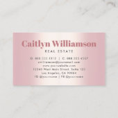 Real Estate Broker Agent Modern House Roos Roze Visitekaartje (Achterkant)