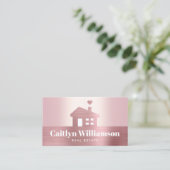 Real Estate Broker Agent Modern House Roos Roze Visitekaartje (Staand voorkant)